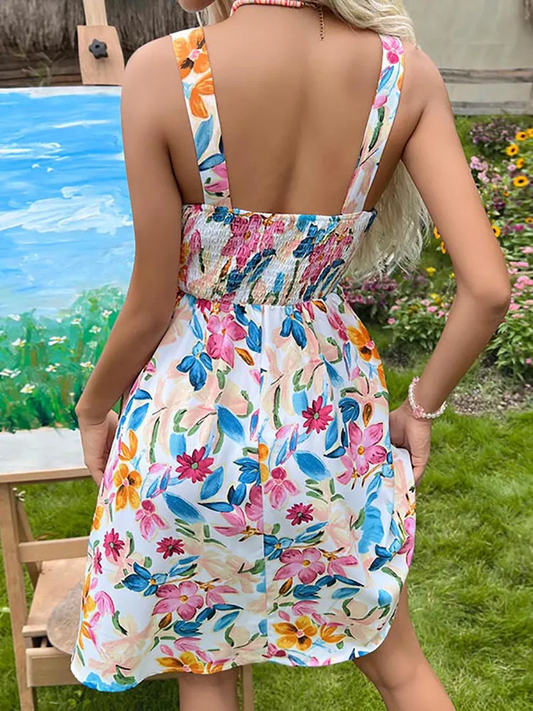 Margaret Sexy Floral Short Dress