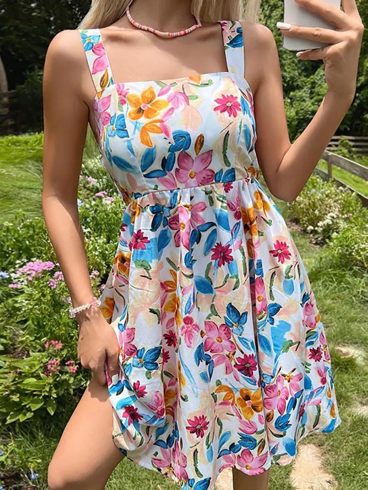 Margaret Sexy Floral Short Dress