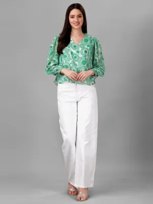 Masakali.co tops for Women western wear abstract Green Colour
