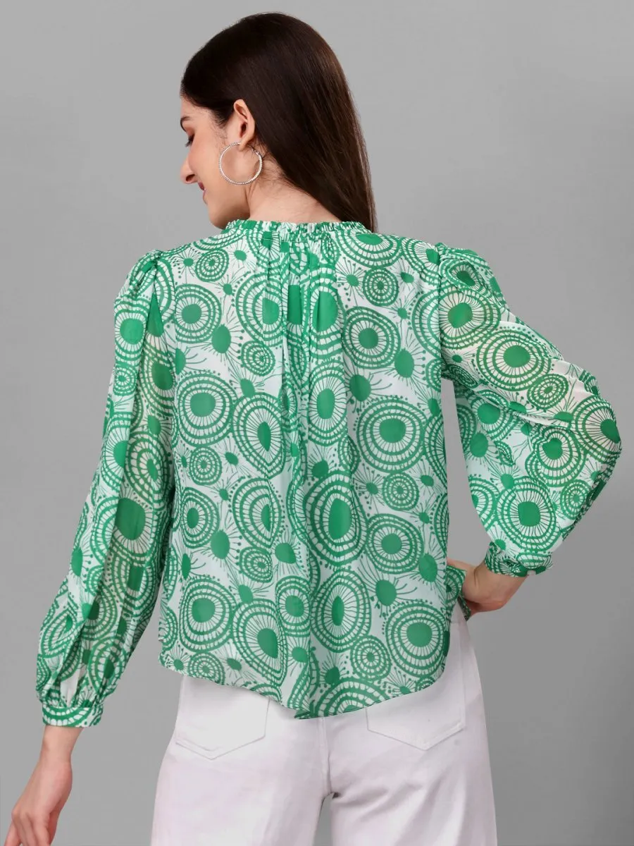 Masakali.co tops for Women western wear abstract Green Colour