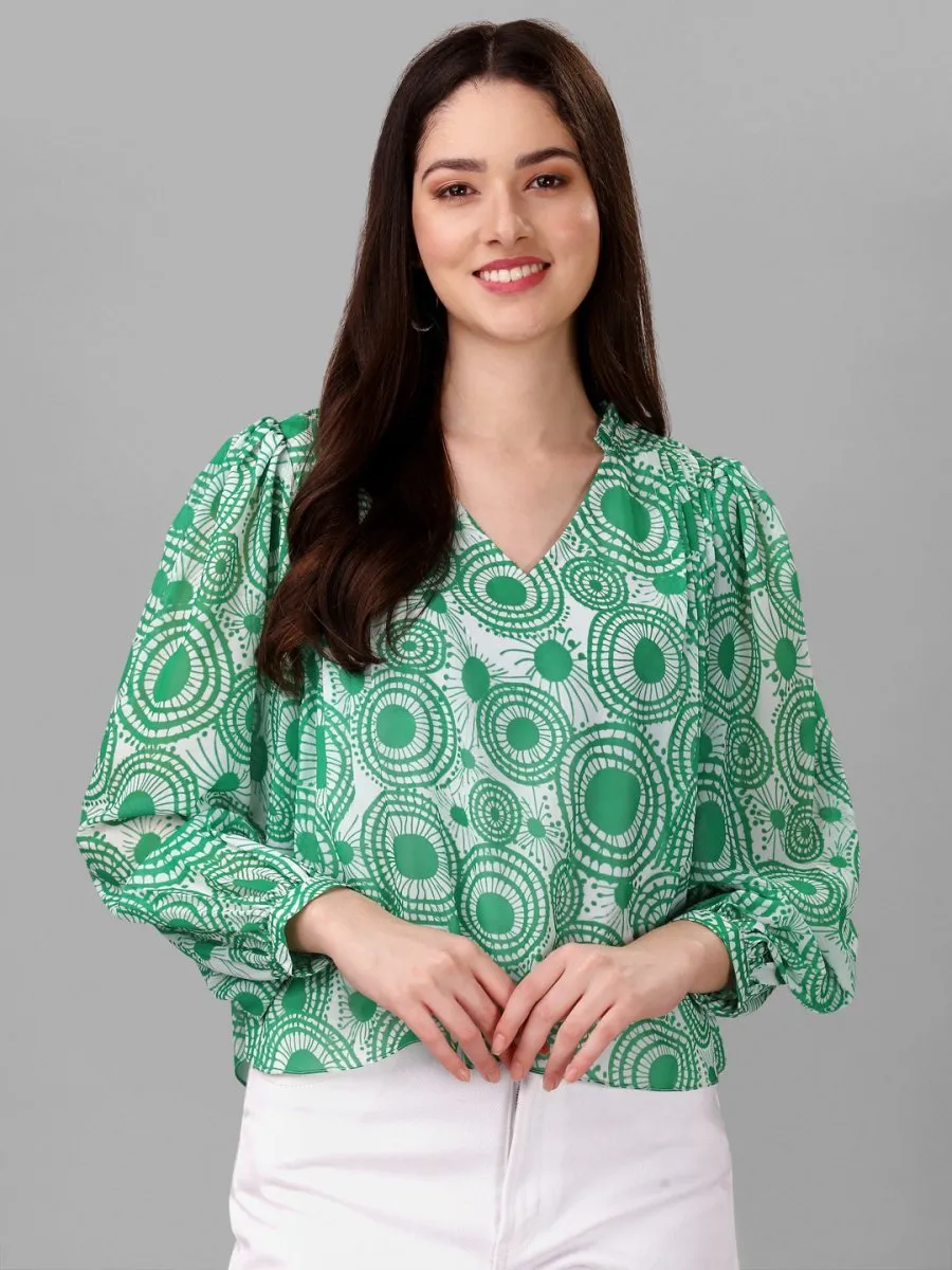 Masakali.co tops for Women western wear abstract Green Colour