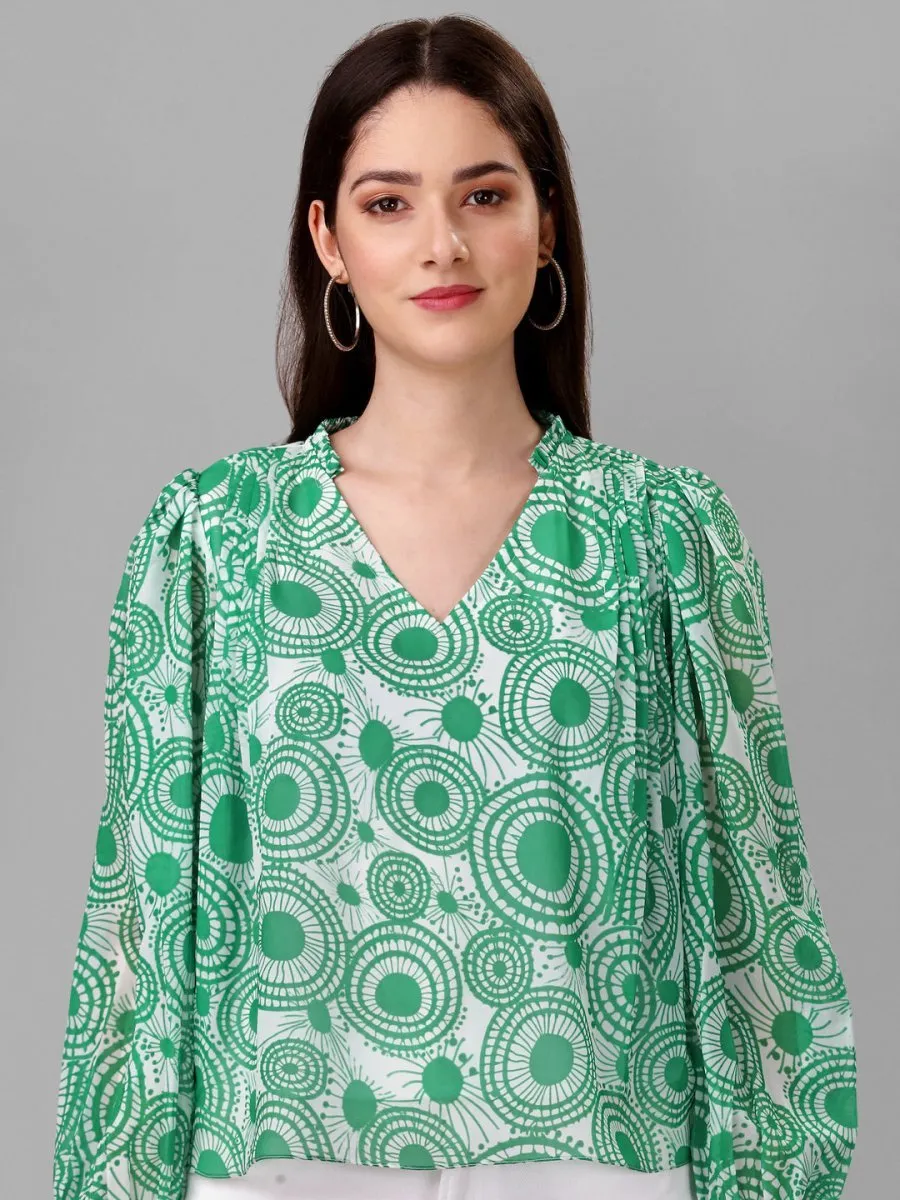 Masakali.co tops for Women western wear abstract Green Colour