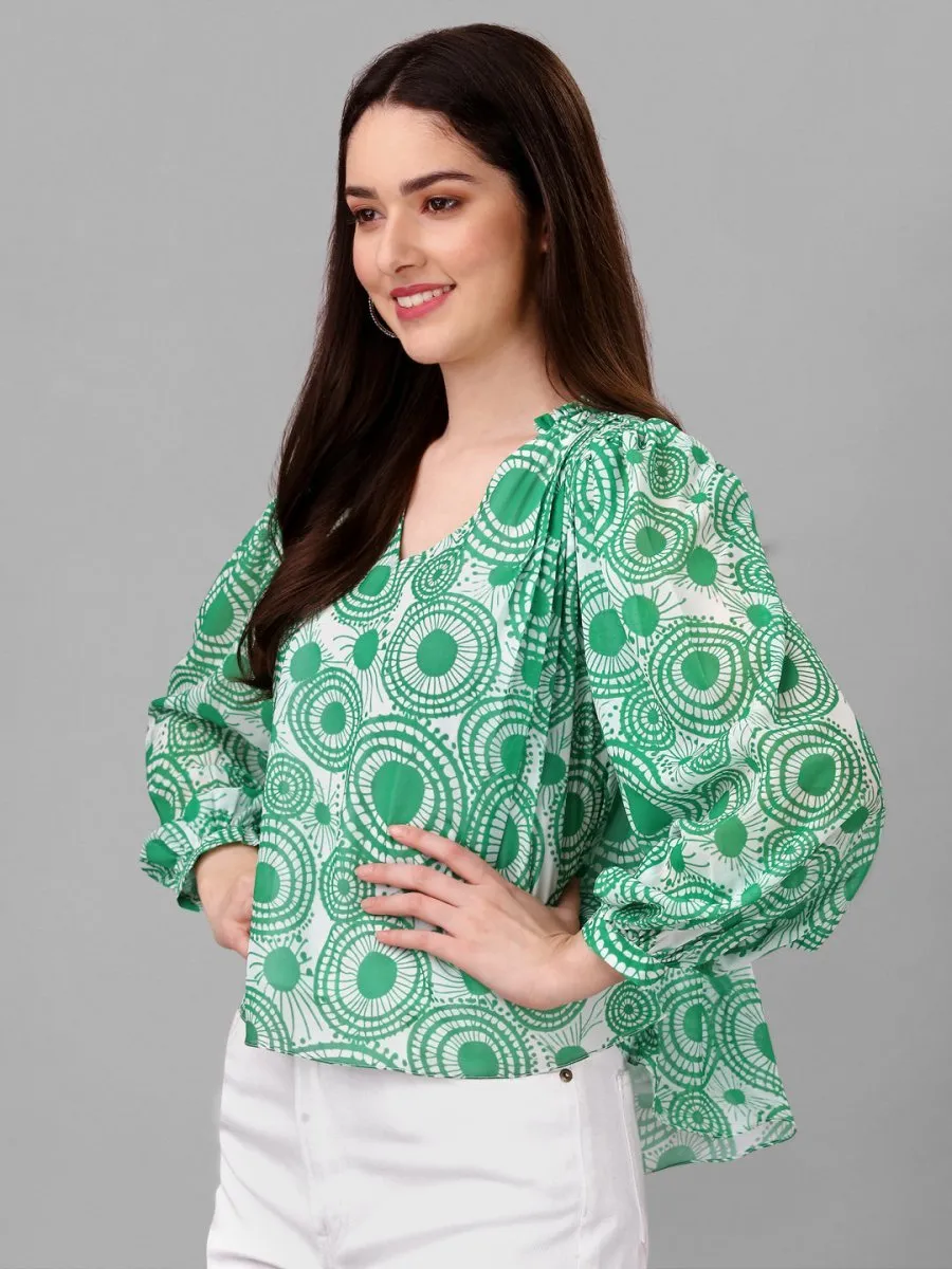 Masakali.co tops for Women western wear abstract Green Colour