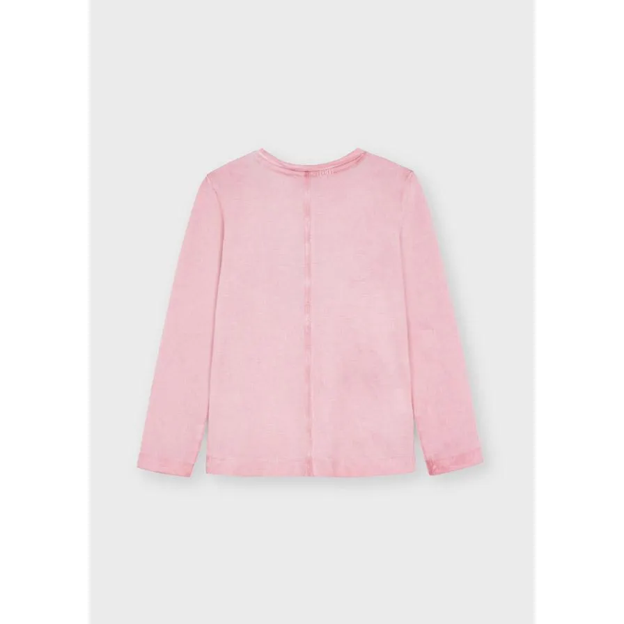 Mayoral Long Sleeve Acid Wash Shirt Girl - Light Rose