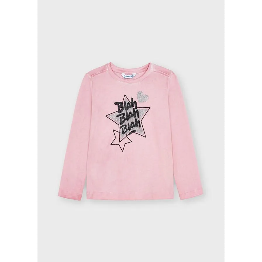 Mayoral Long Sleeve Acid Wash Shirt Girl - Light Rose