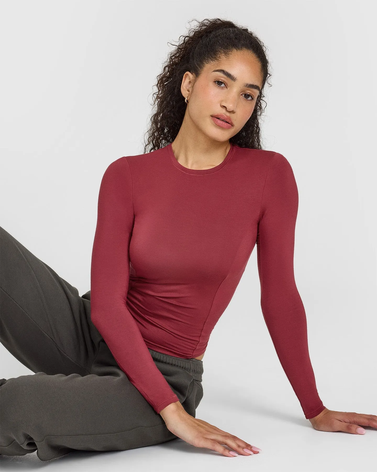 Mellow Soft Long Sleeve Top | Burnt Cherry