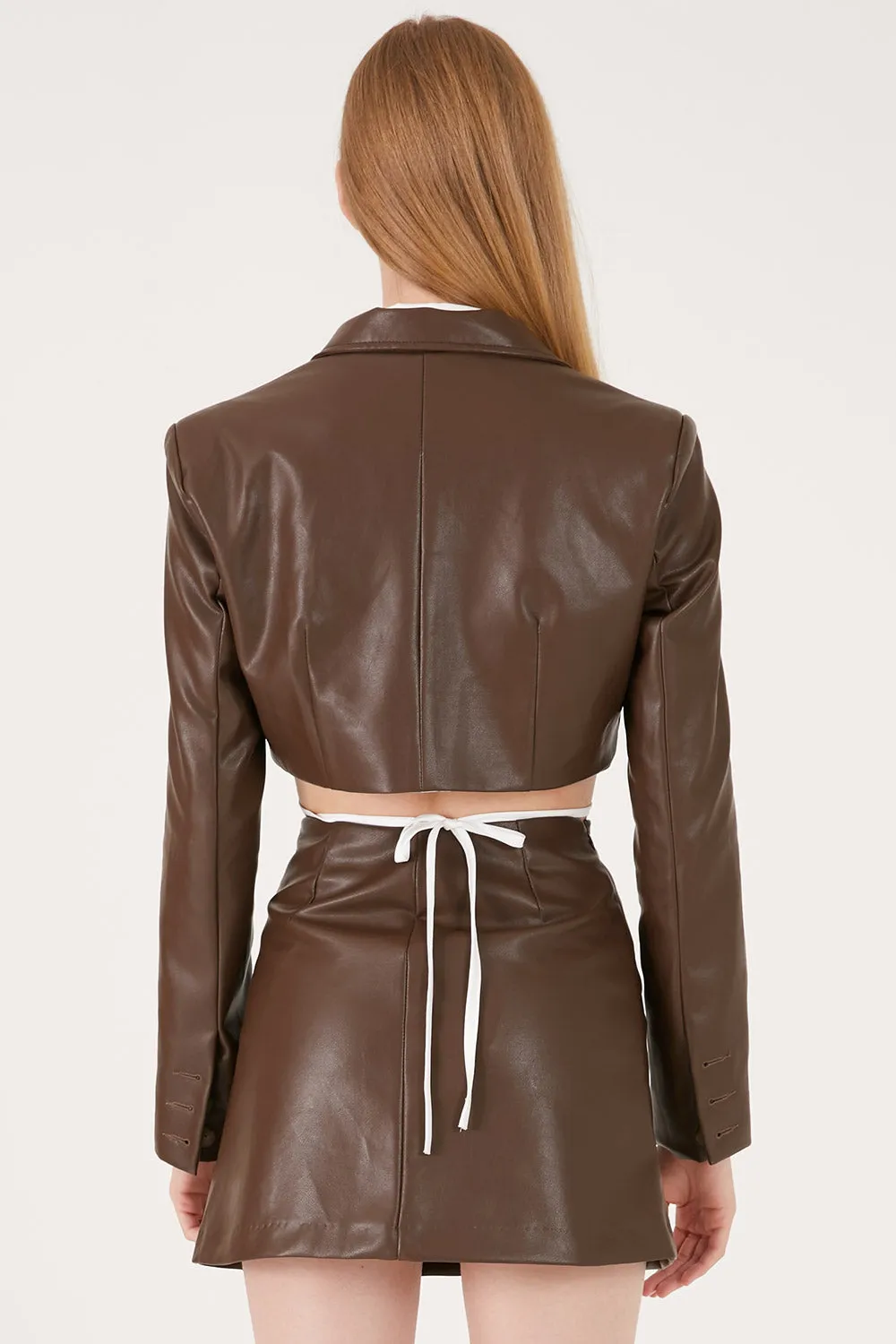 Melody Super Cropped Faux Leather Jacket