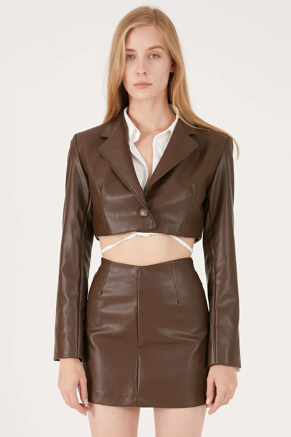 Melody Super Cropped Faux Leather Jacket