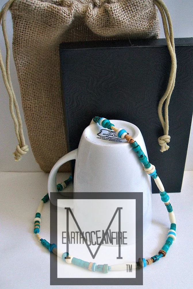 Men Florida Blue Turquoise Gemstone Necklace