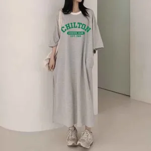 MOMENTLOVER Manufacturer's dress popular summer new thin T-shirt skirt pure cotton high elastic beauty casual contrasting stripes easy to wear