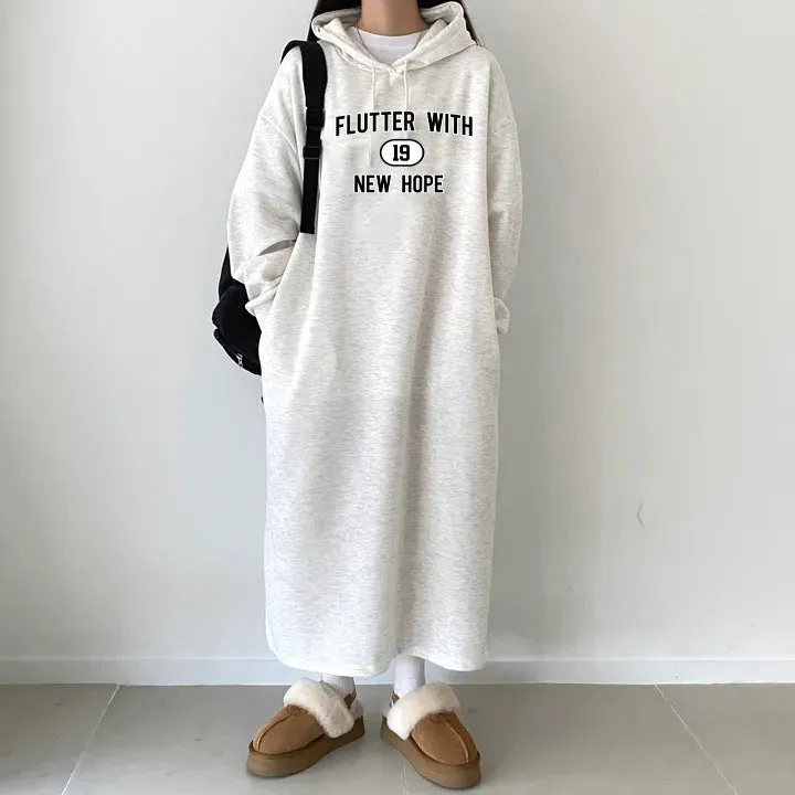 momentlover T-shirt skirt women's popular new autumn and winter popular casual dress velvet cotton Korean loose and thin letter long