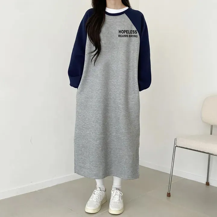 momentlover The Korean version is cute and beautiful, casual color contrast, easy to wear in autumn and winter, fashionable dress popular autumn and winter new thin splicing skirt