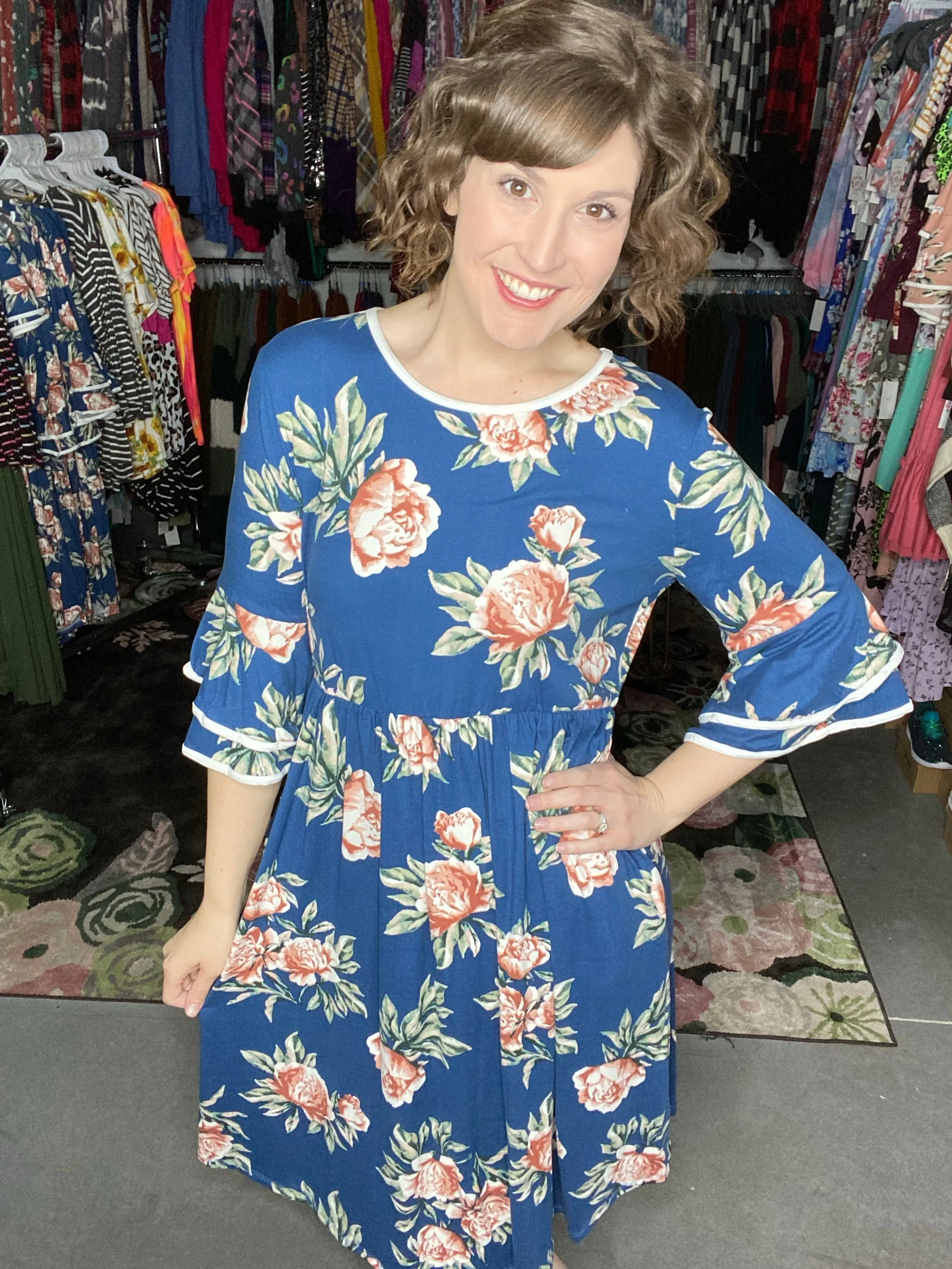 Mommy & Me Blue Floral Dress
