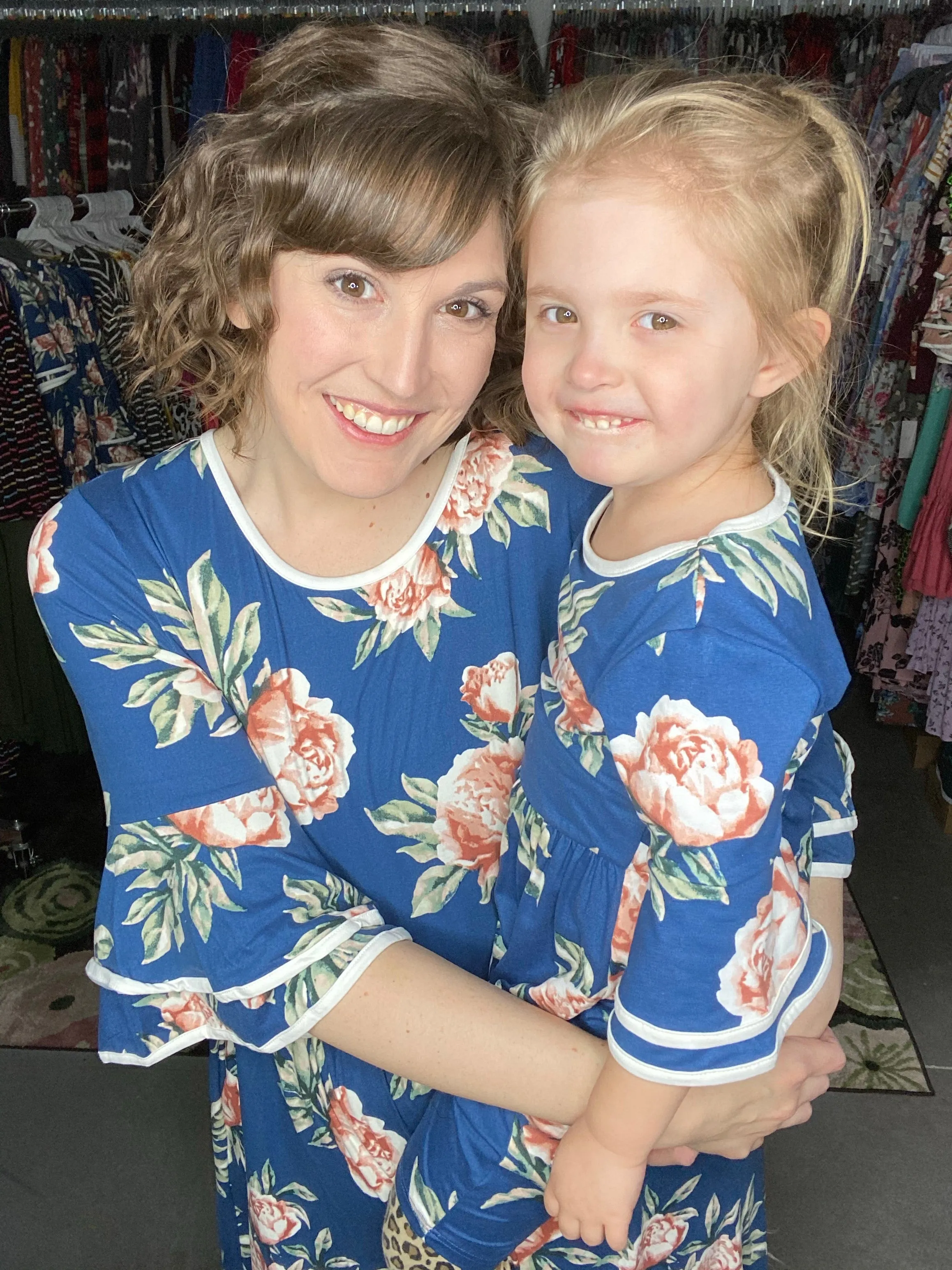 Mommy & Me Blue Floral Dress