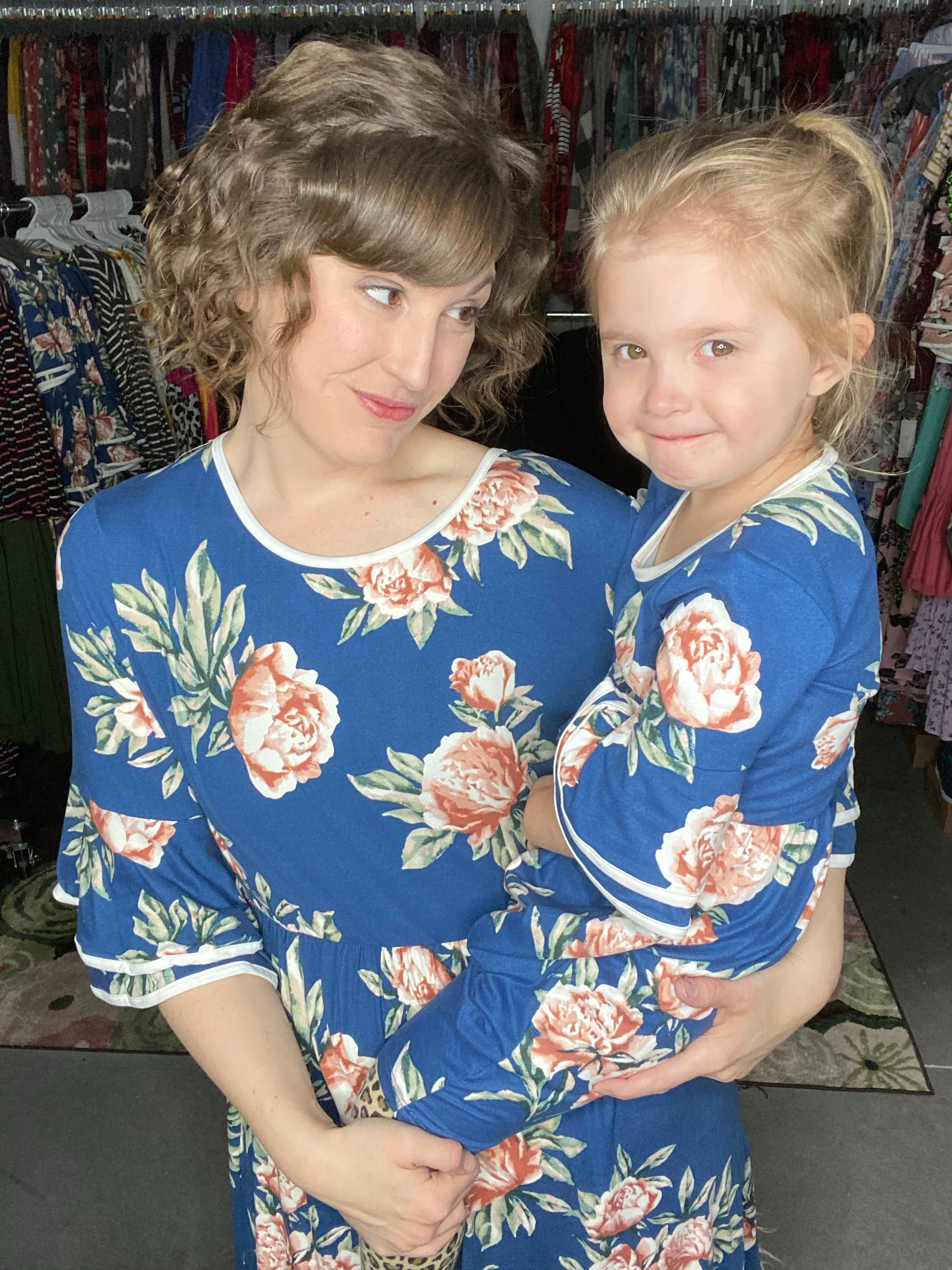 Mommy & Me Blue Floral Dress