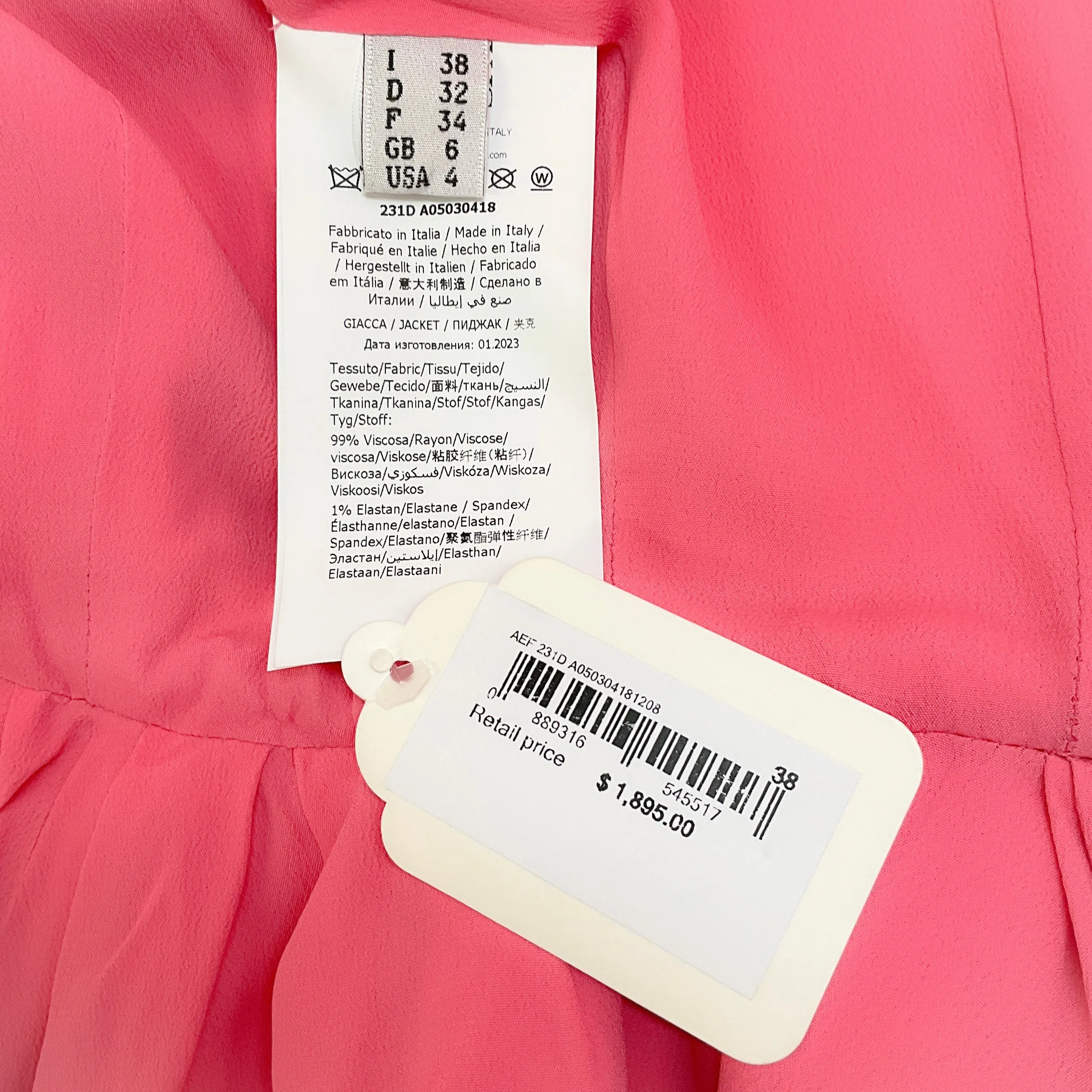 Moschino Couture Pink Crepe and Patent Blazer