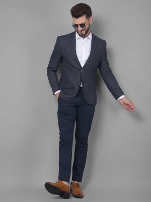 Navy Blue Printed Blazer