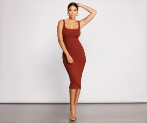 Need For Basics Charming Ribbed Midi Dress