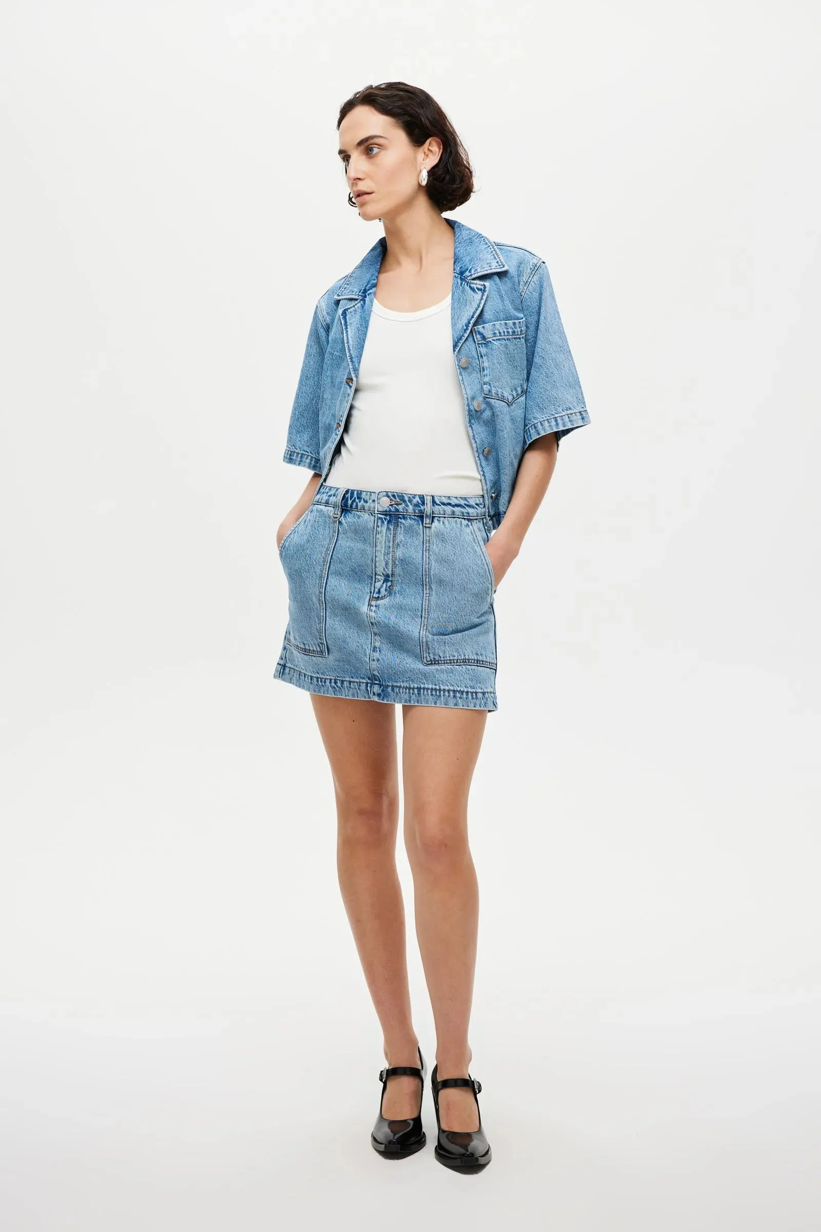 Neuw Denim Mercer Denim Mini Skirt - Radio - Light Vintage Indigo