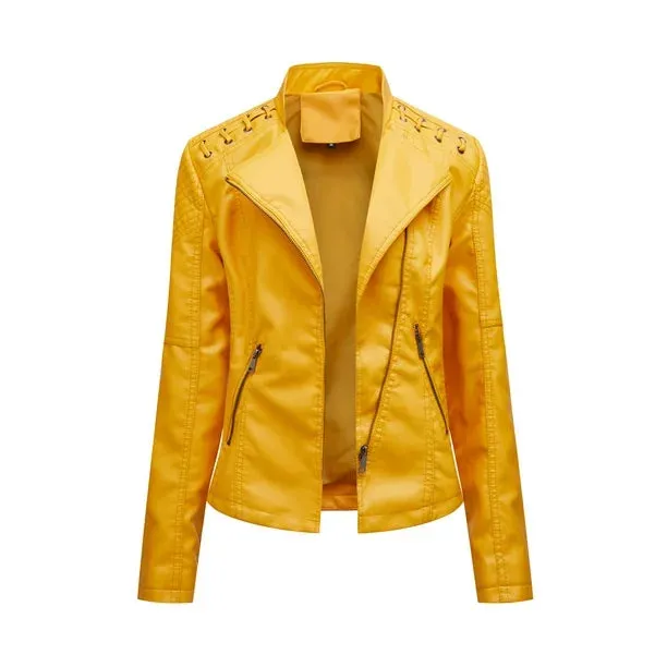 NEW Retail $174  Women's Ultra Soft Faux leather jacket Sz XL in a beautiful vibrant shade of yellow
