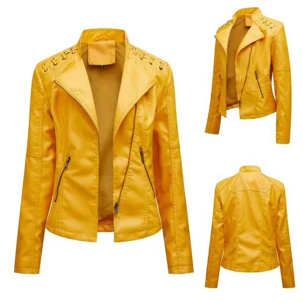 NEW Retail $174  Women's Ultra Soft Faux leather jacket Sz XL in a beautiful vibrant shade of yellow