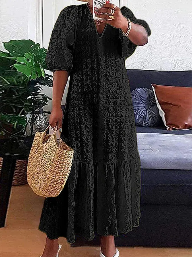 Ophelia - Casual dress with pleated buttons.