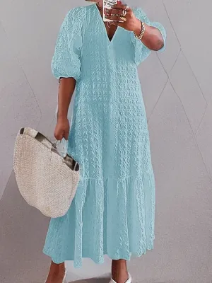 Ophelia - Casual dress with pleated buttons.