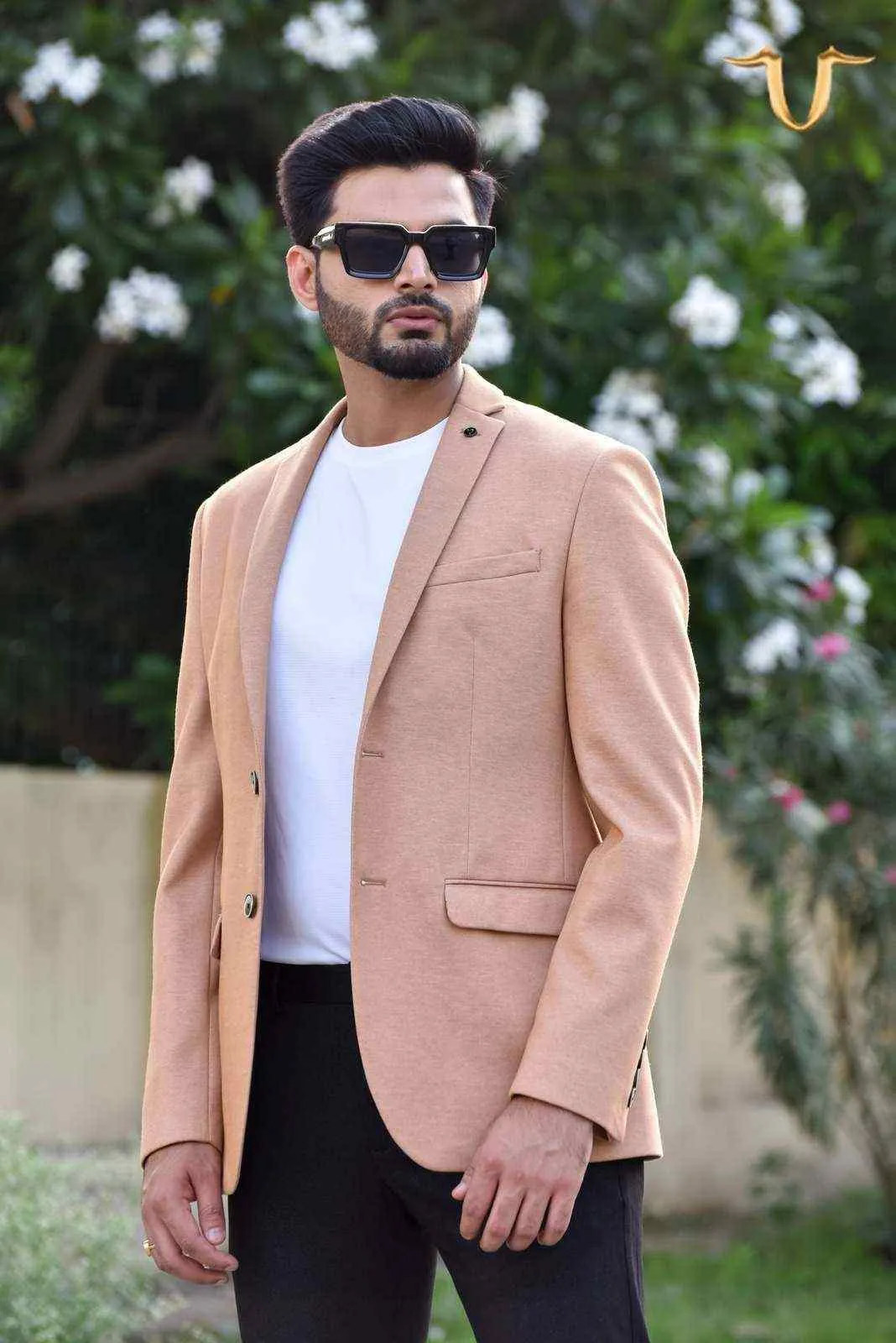 Orange Stretch Knit Blazer
