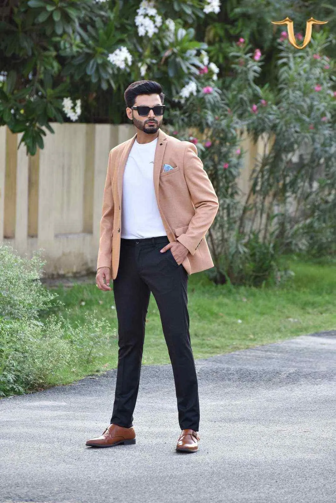Orange Stretch Knit Blazer