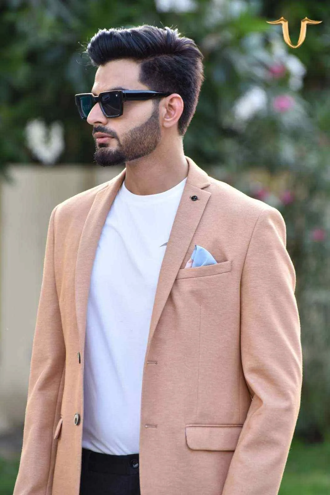 Orange Stretch Knit Blazer