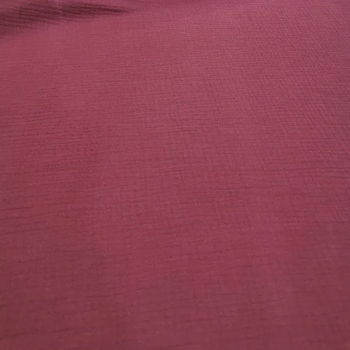 Organic Cotton Double Gauze, Merlot - 195cm remnant piece