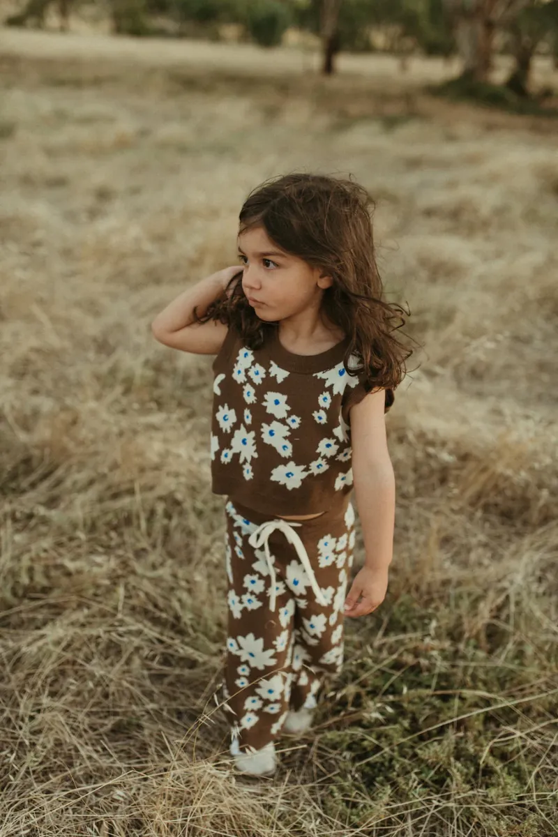 Organic Knit Flare Pants - Petal