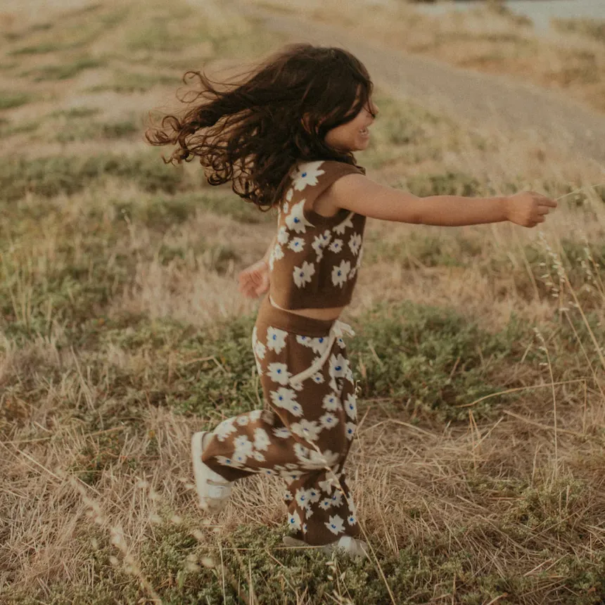 Organic Knit Flare Pants - Petal