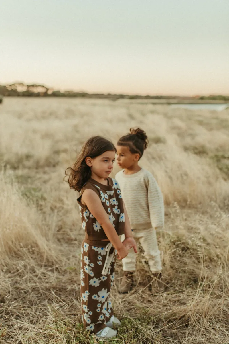 Organic Knit Flare Pants - Petal