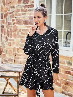 Original Design Women's Shirt Dress Black Strip Dress