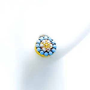 Ornate Cluster Adorned 21k Gold Evil Eye Stone Tops