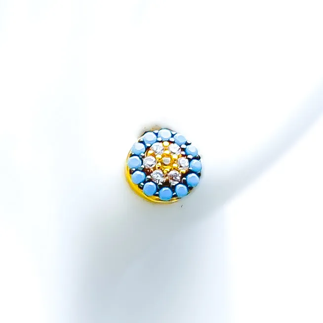 Ornate Cluster Adorned 21k Gold Evil Eye Stone Tops