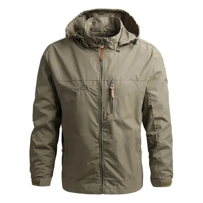 Outdoor Sports Men's Jacket Versatile Loose And Comfortable Top Waterproof And Windproof Work Jacket Hooded Assault Jacket