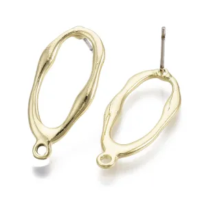 Oval organic shape gold alloy plated stud tops x 8 pieces