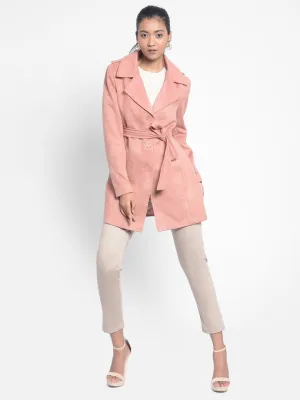 Peach Overcoat With Belt
