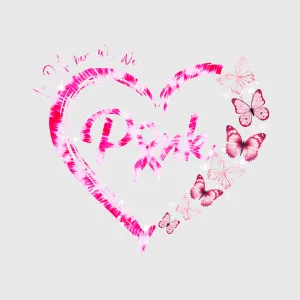 Pink Ribbon Heart Floral Transfer