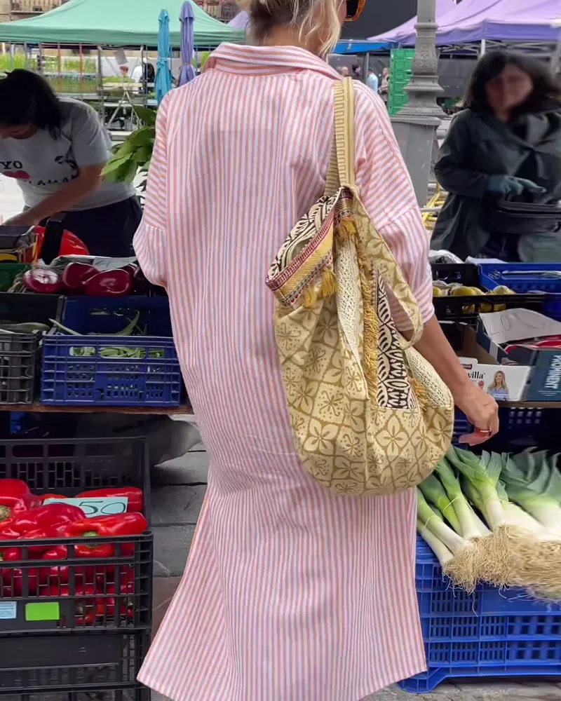 Pink® | Striped casual dress with cuffs and slits