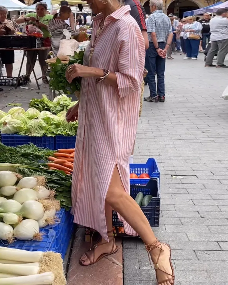 Pink® | Striped casual dress with cuffs and slits