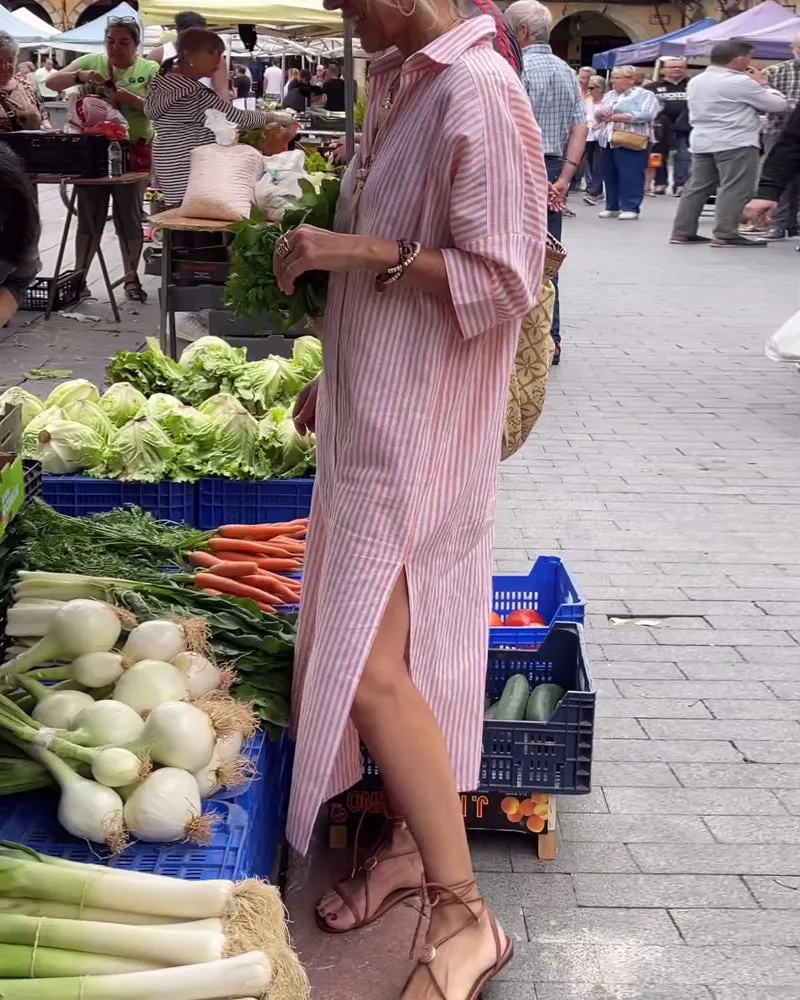 Pink® | Striped casual dress with cuffs and slits