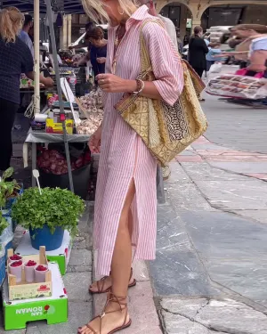 Pink® | Striped casual dress with cuffs and slits