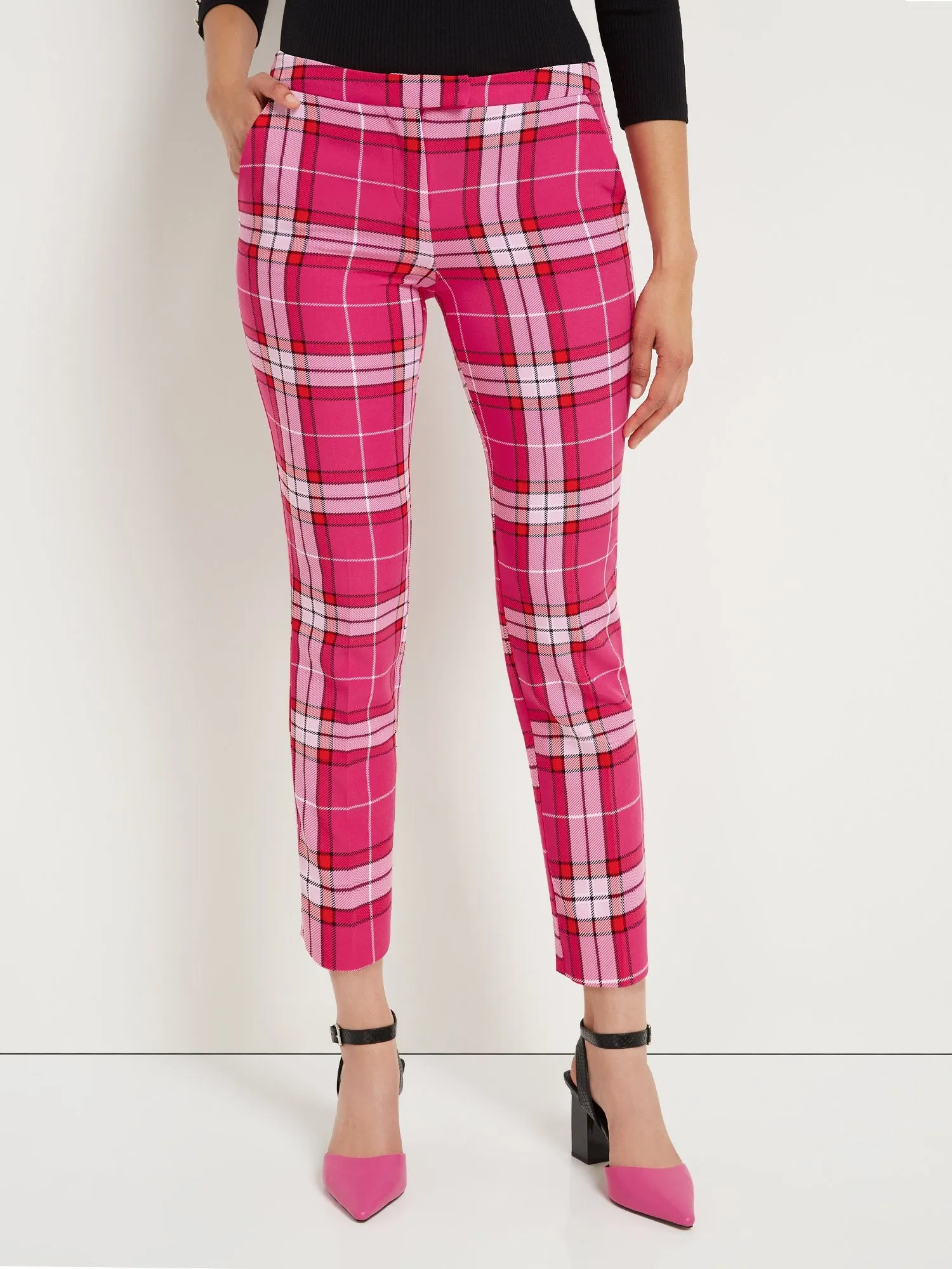 Plaid Slim-Leg Ankle Pant