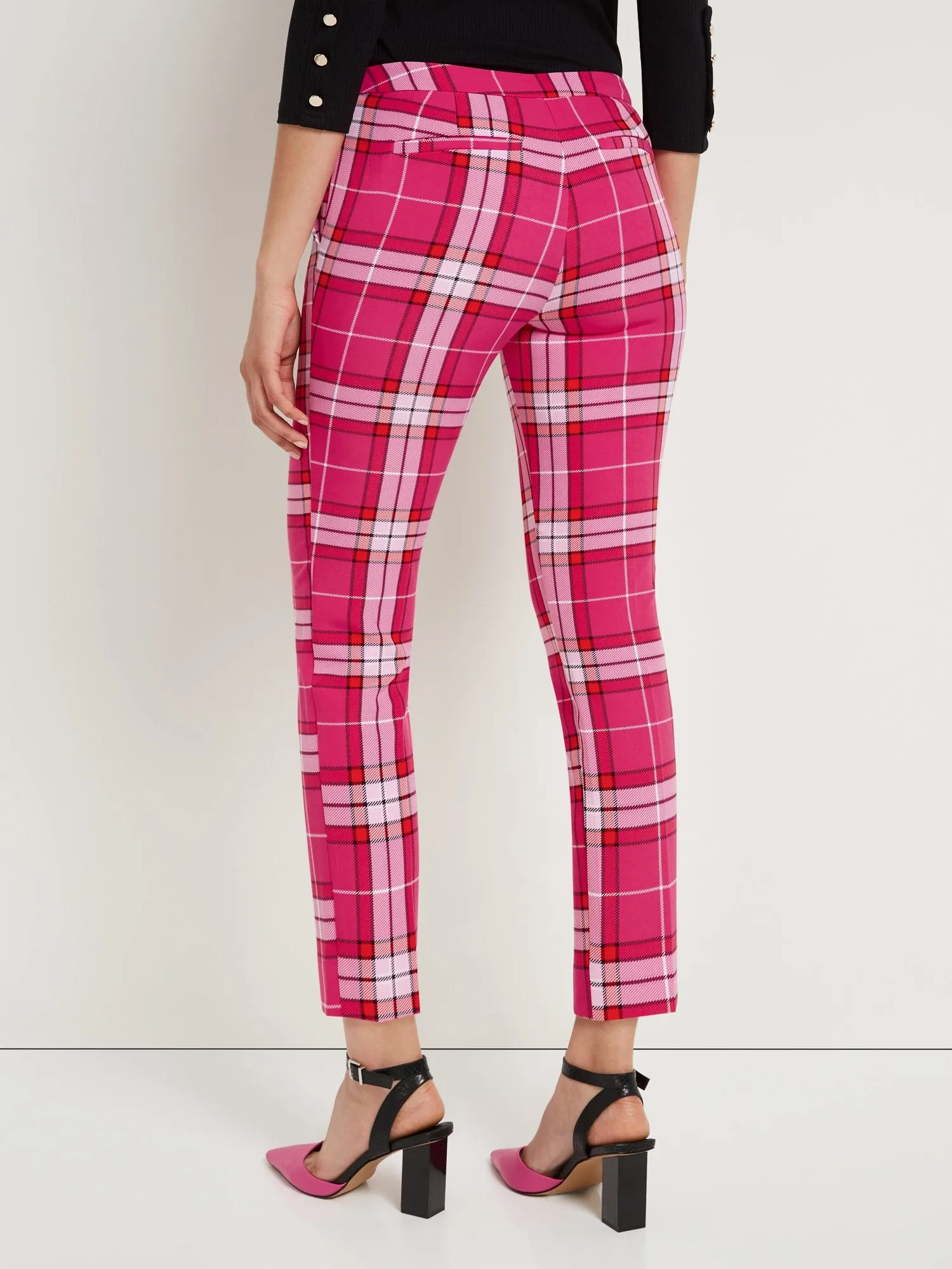 Plaid Slim-Leg Ankle Pant