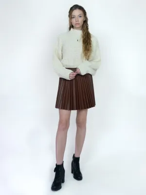 Pleated Leather Skirt