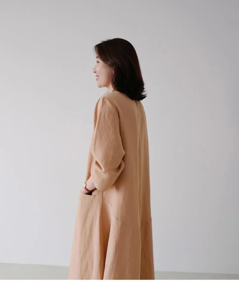 Plus Size Casual Linen A Line Long Dress