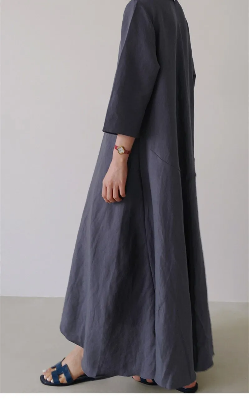 Plus Size Casual Linen A Line Long Dress